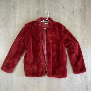 Red furry jacket